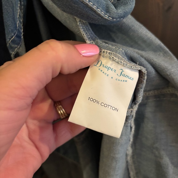 Draper James Light Blue Denim Chambray Wrap Dress 12 - Picture 6 of 7